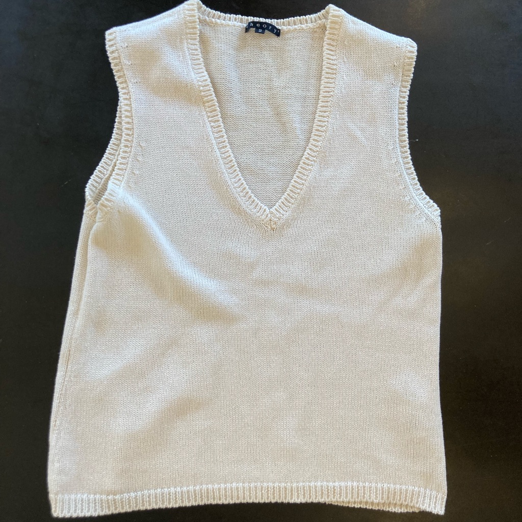 Theory 100% Cotton V-Neck Sleeveless Sweater Vest White Womens Size 2